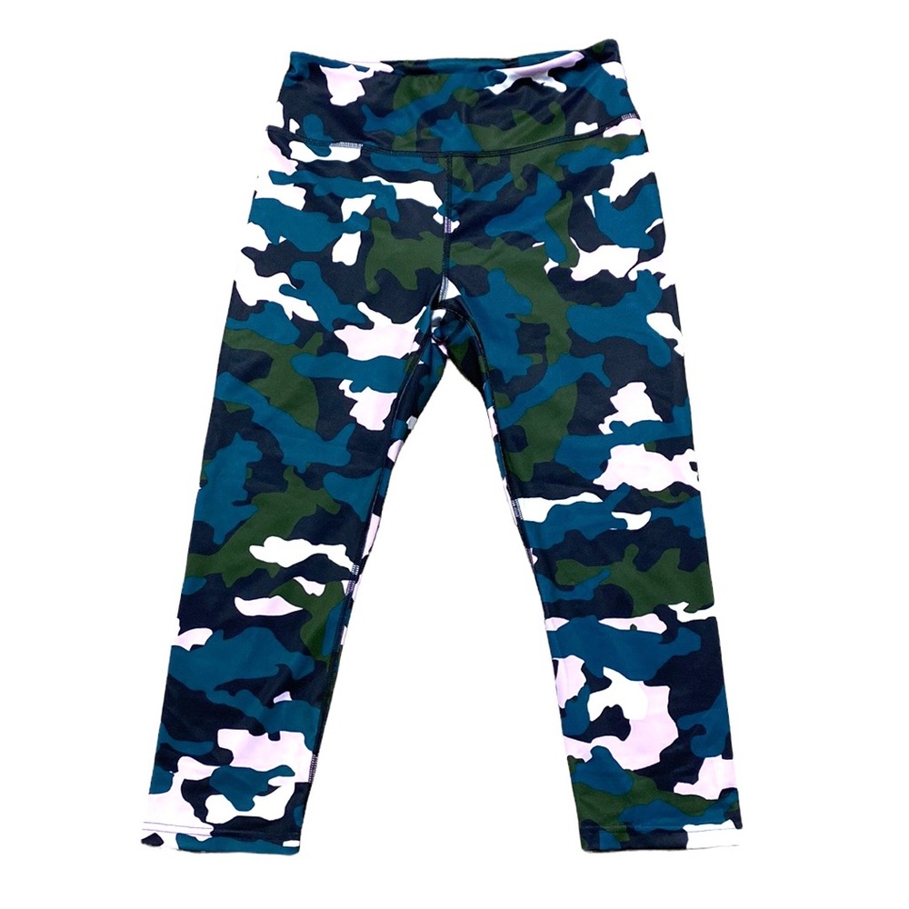 Fila Blue Green White Camo Cropped Leggings